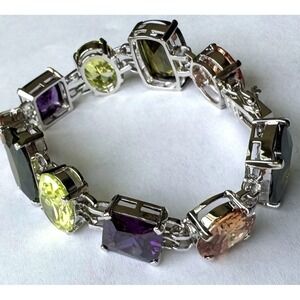 Nolan Miller Lincoln Road Crystal Bracelet Multicolor Purple Green Champagne